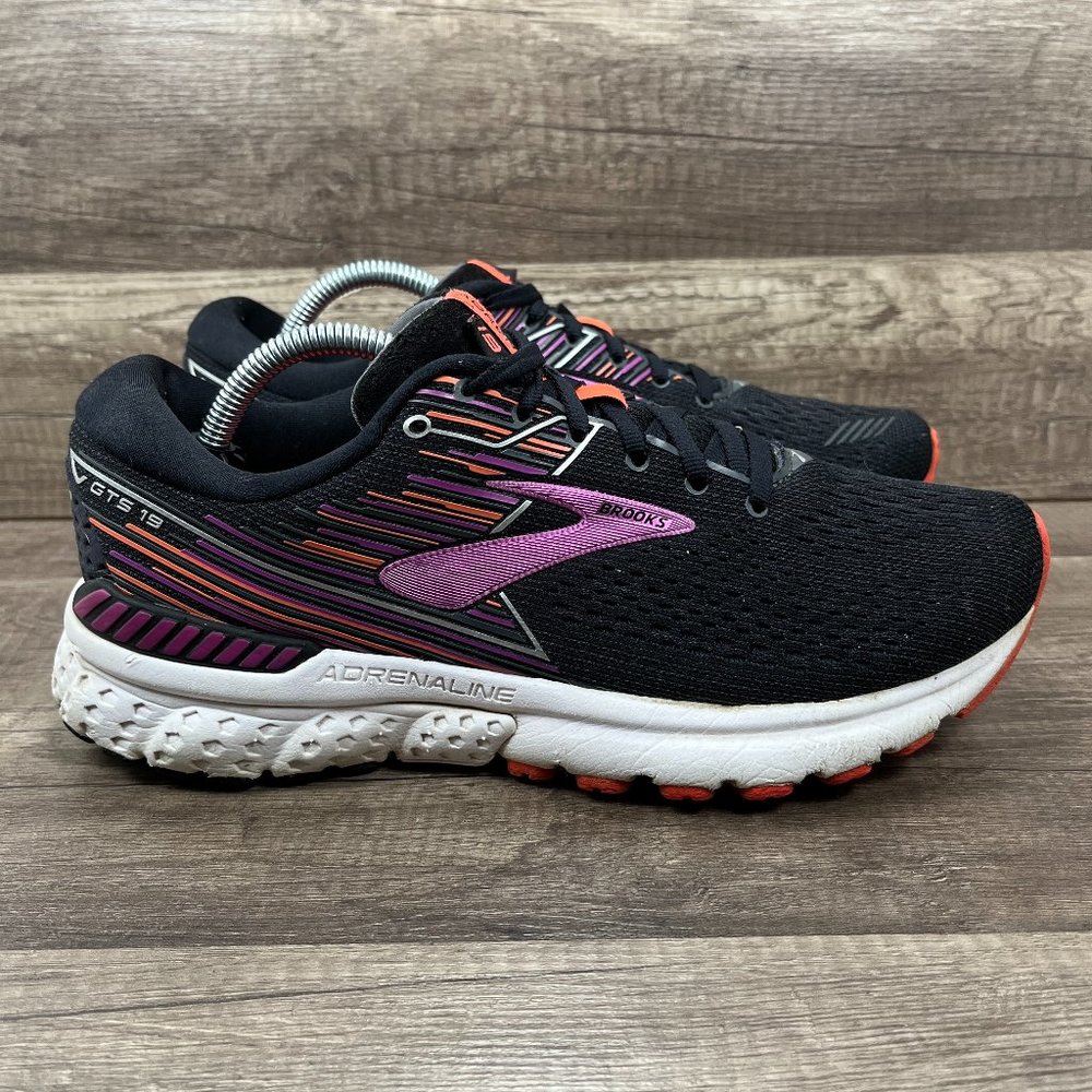 Brooks Adrenaline GTS 19 Black Purple Womens US Size 8.5 1202841B080 Running